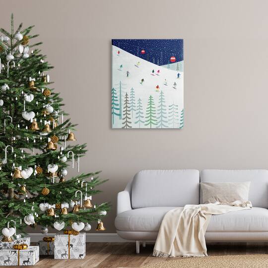 Stupell Industries Skiing Night Sky Winter Slopes Canvas Wall Art